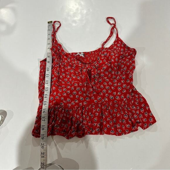 Patrons of Peace Red Printed Sleeveless‎ Tie Knot Neck Blouse Size M - Picture 7 of 7